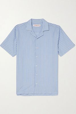 Hibbert Camp-Collar Striped Cotton-Poplin Shirt from Orlebar Brown