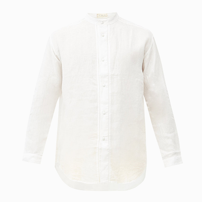 Stand Collar Linen Shirt from SMR Days