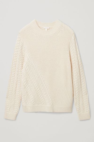 Cotton Merino Wool Mix Cable Knit Jumper from COS