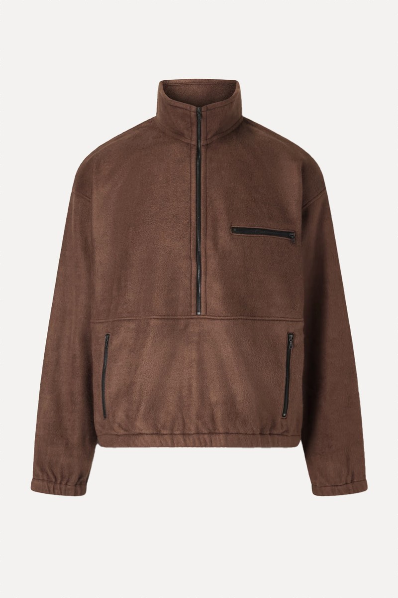 Silk-Fleece Half-Zip Sweatshirt from Auralee