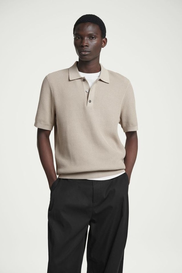 Textured Knitted Polo Shirt 