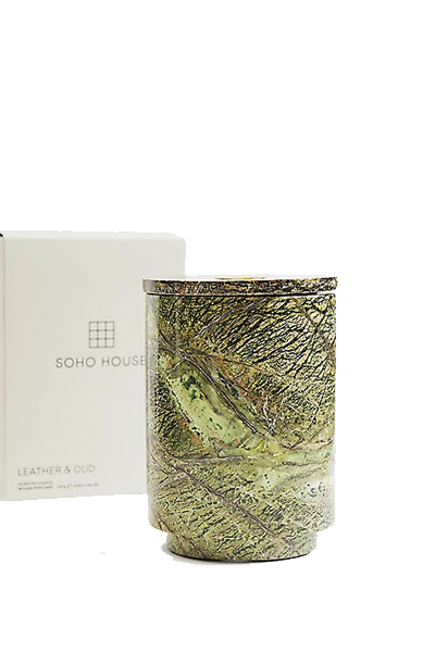 Verona Leather & Oud Scented Marble Candle from Soho Home