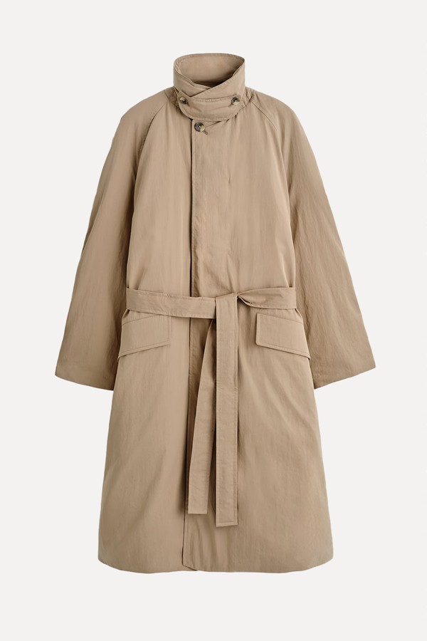 Padded Belted Funnel-Neck Long Coat from COS