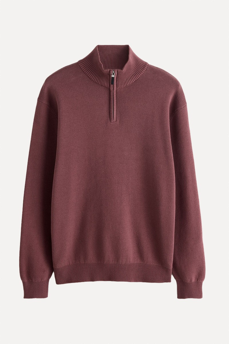 100% Cotton Premium Quarter Zip Jumper from Next