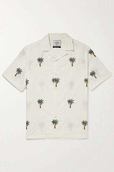 Camp-Collar Embroidered Cotton-Poplin Shirt from Pourtuguese Flannel