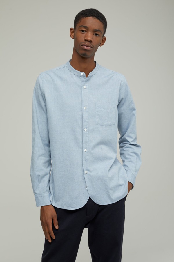 Cotton Shirt With Stand-Up Collar