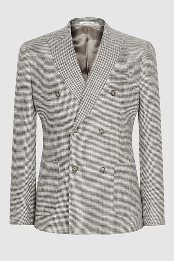 Puppytooth Linen Blazer from Reiss