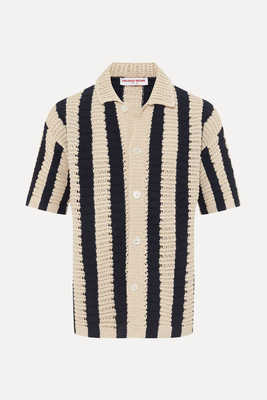 Thomas Stripe-Pattern Crochet Shirt from Orlebar Brown