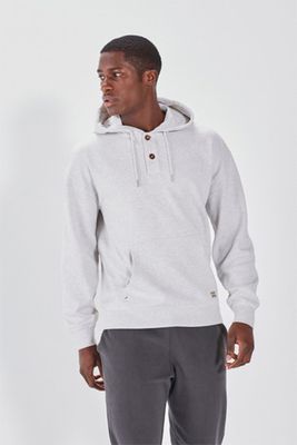 Oatmeal Grey Button Neck Hoodie