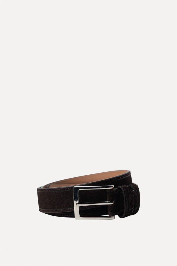 Men's Brown Suede Leather Belt