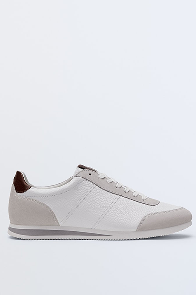 White Nappa Leather Trainers from Massimo Dutti