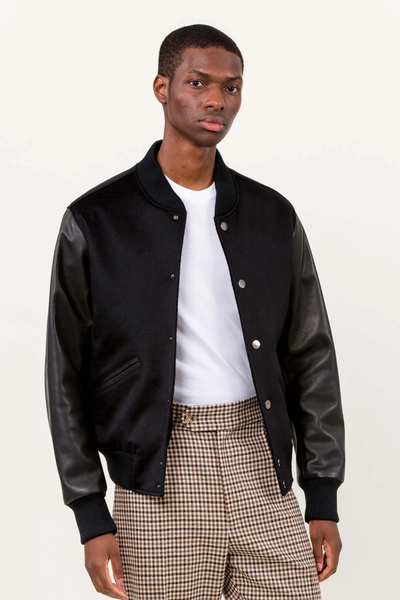 Cashmere & Leather Varsity Jacket