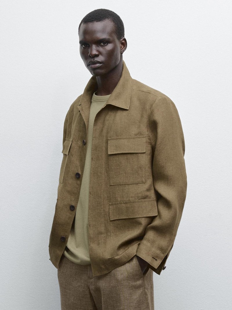 100% Linen Overshirt With Pockets