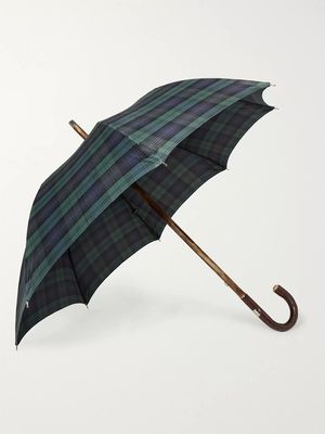 Checked Wood-Handle Umbrella from Francesco Maglia