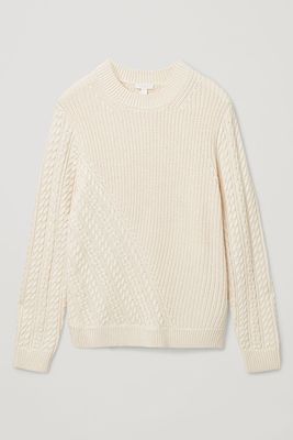 Cotton Merino Wool Mix Cable Knit Jumper from COS