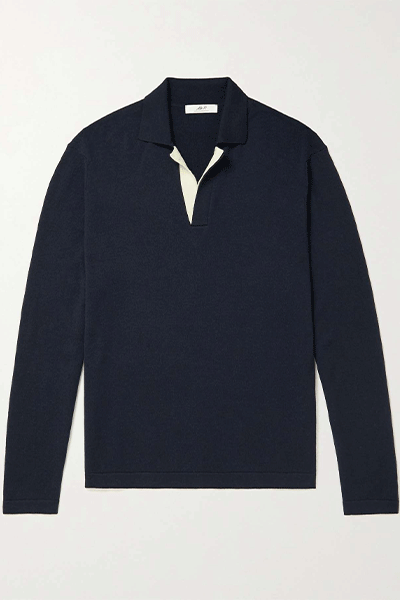 Two-Tone Merino Wool Polo Shirt