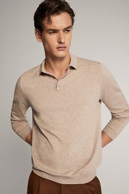 Long Sleeve Cotton Polo Sweater from Massimo Dutti
