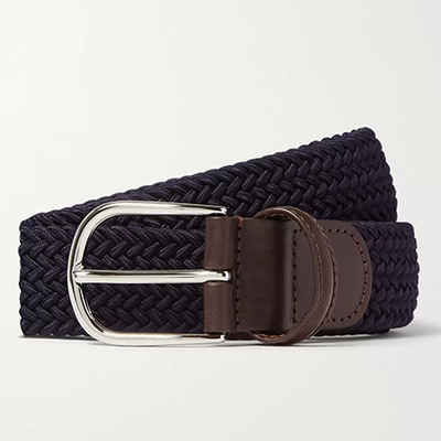35cm Leather Trimmed Woven Elastic Belt from Anderson's