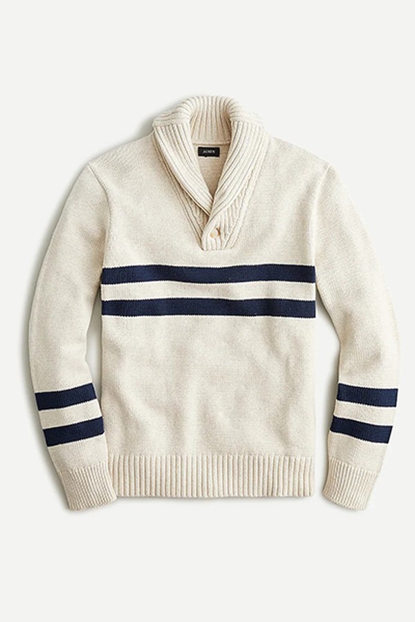 Cotton shawl Collar Swearer In Stripe from J. Crew