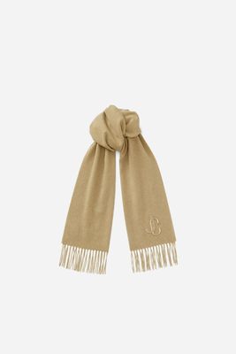 Charles Cammello Recycled Cashmere Scarf With Jc Embroidery