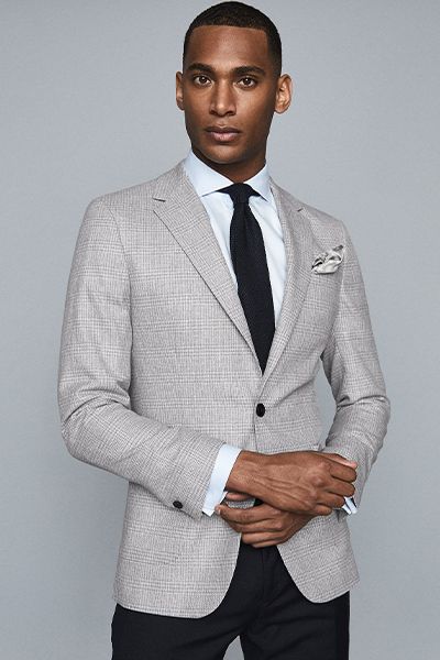 General Soft Grey Checked Blazer