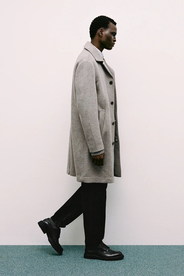 Regular-Fit Herringbone Wool Coat from Mango