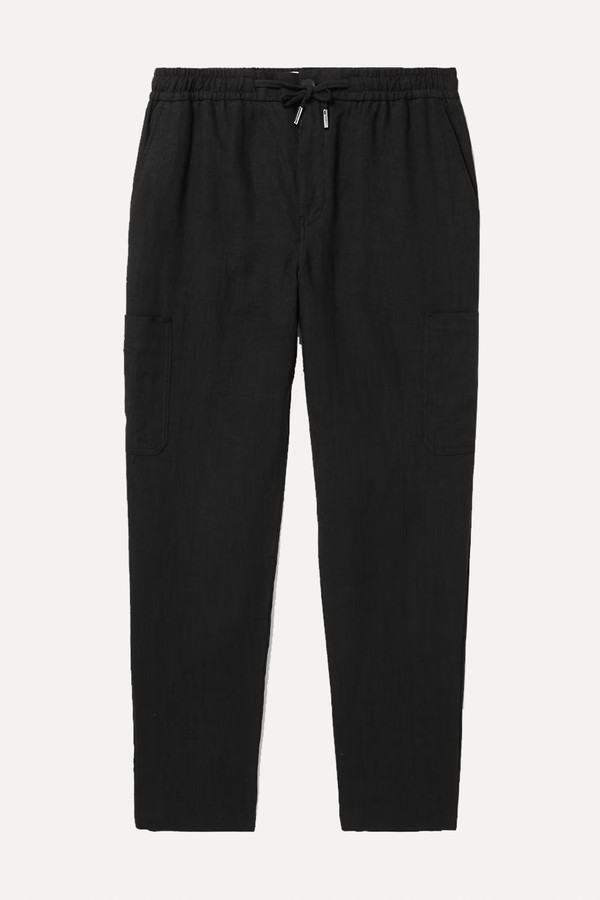 Tapered Linen Drawstring Cargo Trousers from MR P.