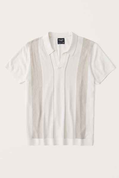 Cotton-Silk Johnny Collar Knit Polo