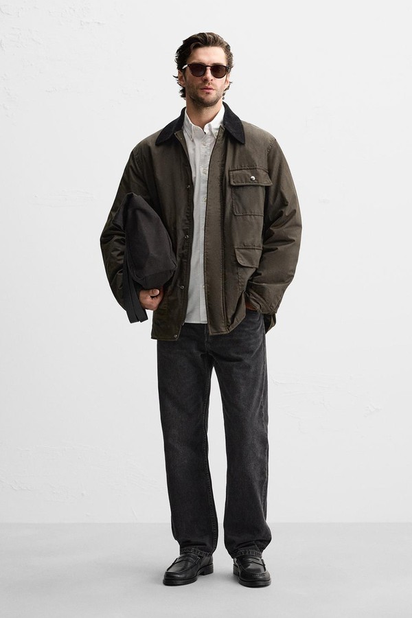 Waxed Parka With Contrast Collar from Zara