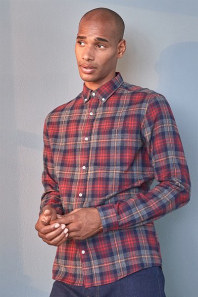 Brushed Flannel Check Long Sleeve Shirt