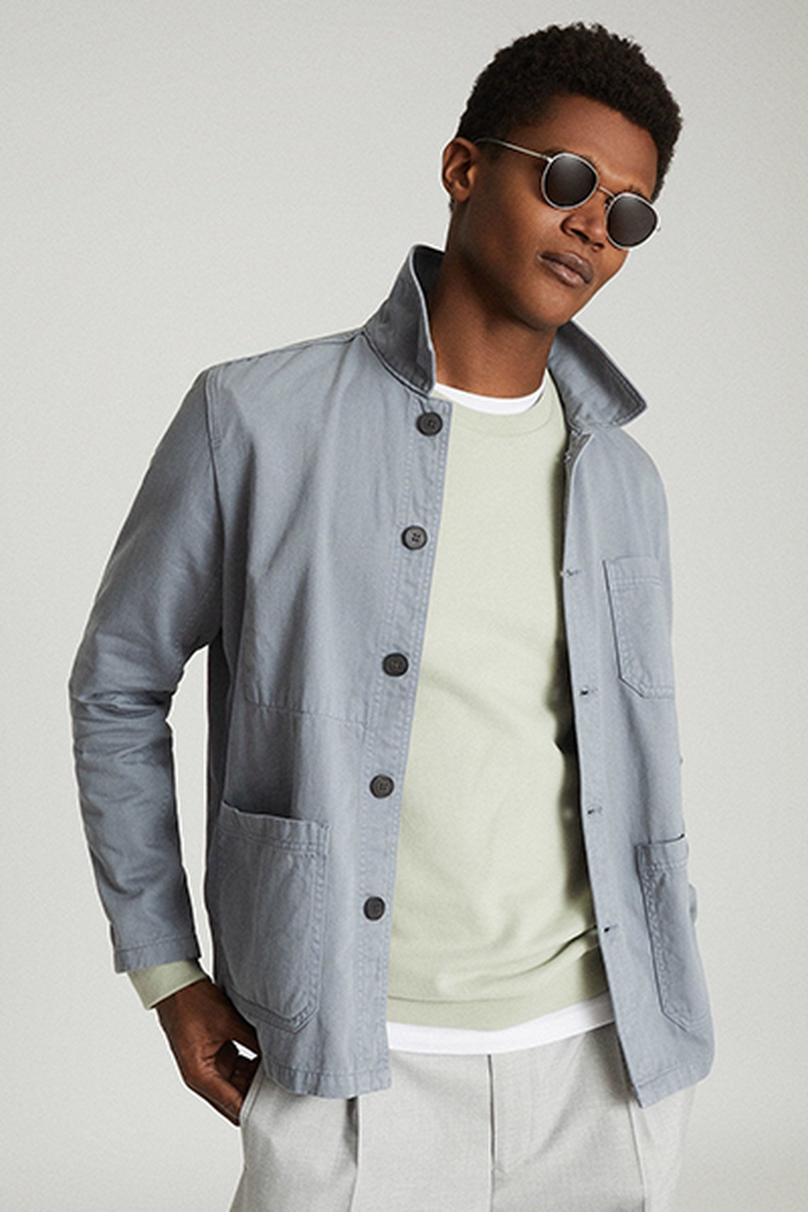 Conley Soft Blue Worker Jacket from Reiss