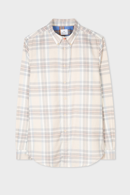 Tailored-Fit Off White Check Flannel Shirt from Paul Smith