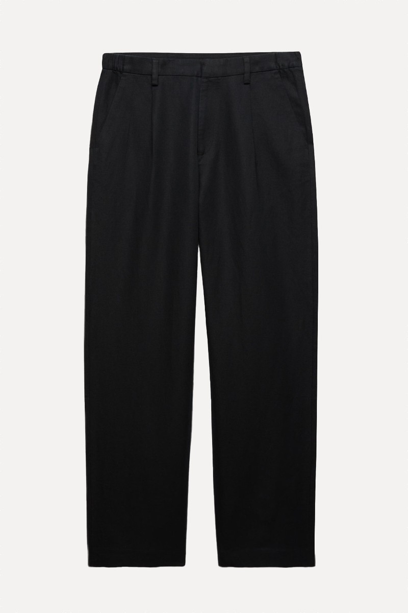 Relaxed Fit Cotton Linen Blend Trousers from Autograph
