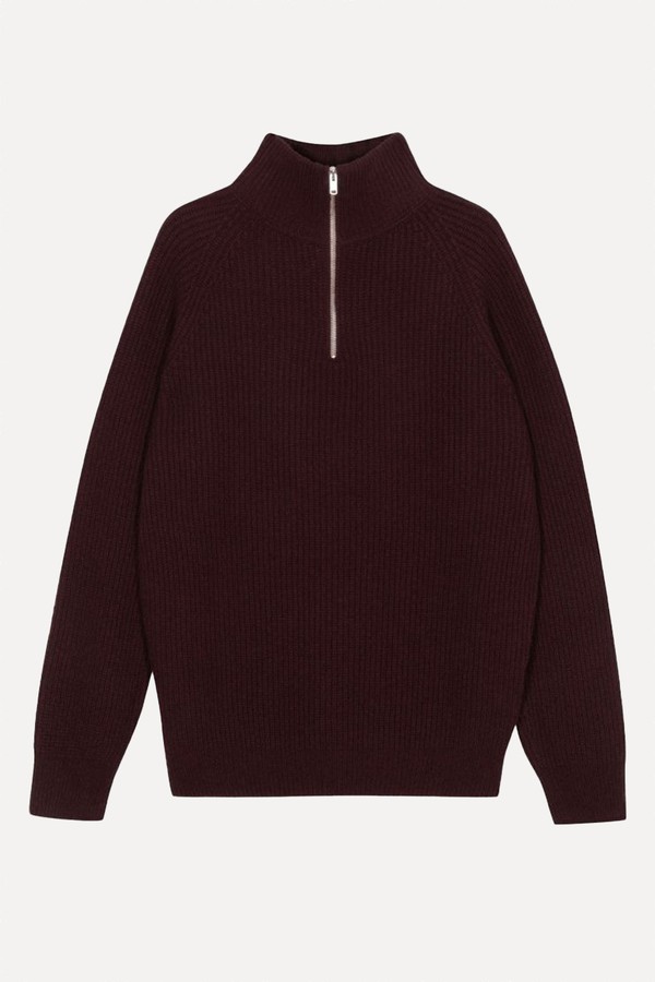 Ryker Ribbed Recycled-Cashmere & Wool-Blend Half-Zip Sweater from John Smedley