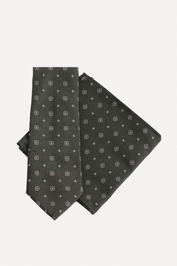 Vintage Flower Pattern Tie & Pocket Square from ASOS Design