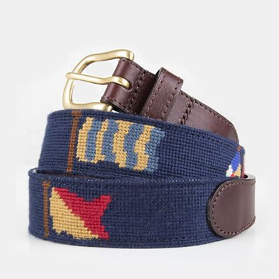 Blakeney Point Regatta Flags Needlepoint Belt from Beaufort and Blake