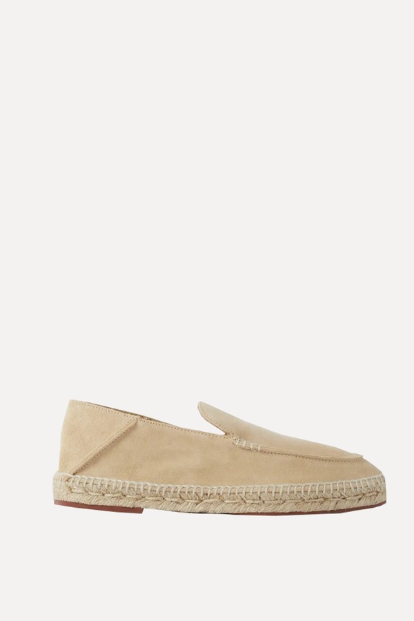 Seaside Walk Collapsible-Heel Suede Espadrilles from Loro Piana