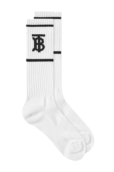 Monogram Motif Intarsia Cotton Blend Socks from Burberry