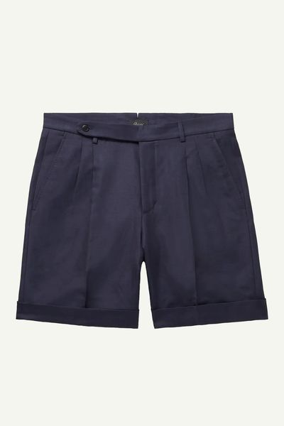 Slim-Fit Straight-Leg Pleated Wool, Linen and Silk-Blend Shorts from BRIONI 