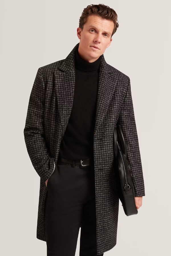 Relaxed Houndstooth Knitted Coat With Wool from Ted Baker