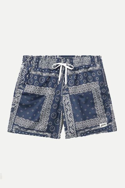 Straight-Leg Mid-Length Bandana-Print Recycled Swim Shorts from Bather