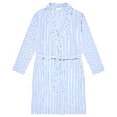 Relaxed Robe In Blue Stripes from Hamilton & Hare