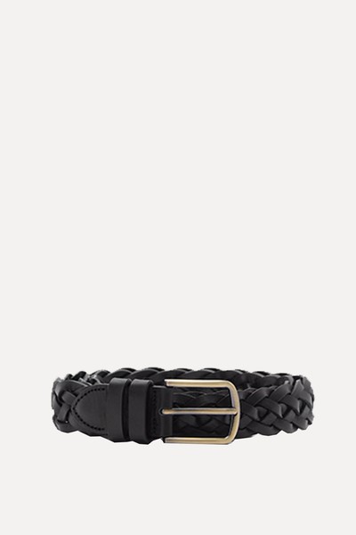 100% Braided Leather Belt from Mango