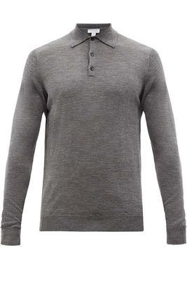 Merino-wool long-sleeved polo shirt from Sunspel