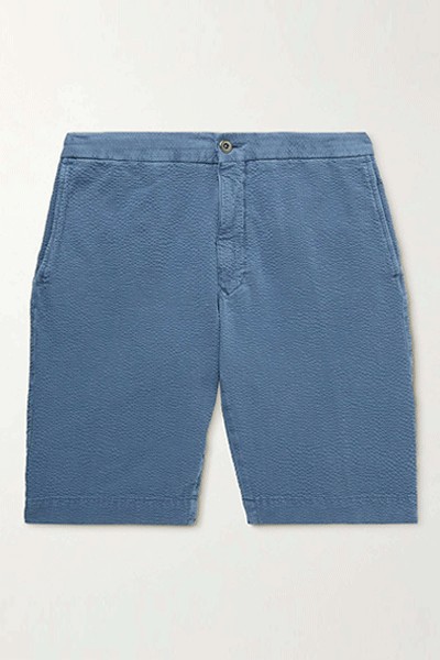 Straight-Leg Cotton-Blend Seersucker Bermuda Shorts from Incotex