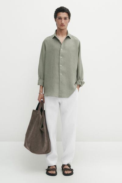 100% Linen Striped Shirt from Massimo Dutti