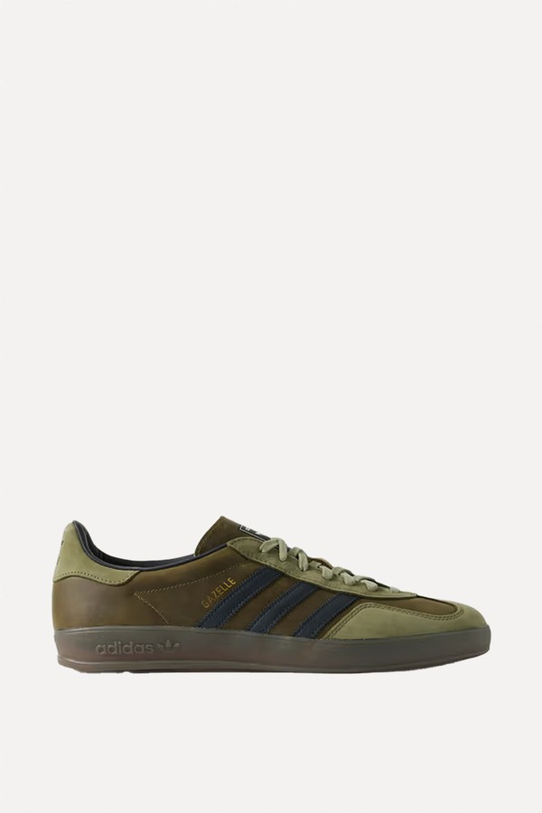 Gazelle Indoor Suede-Trimmed Leather Sneakers from Adidas Originals