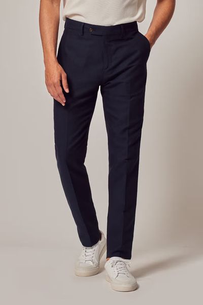 Italian Cotton Linen Slim Hemmed Trousers