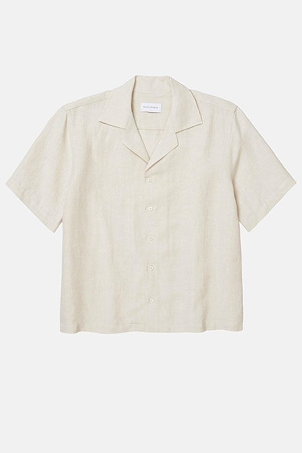 Organic Linen Camp Collar Shirt from Riley Studio