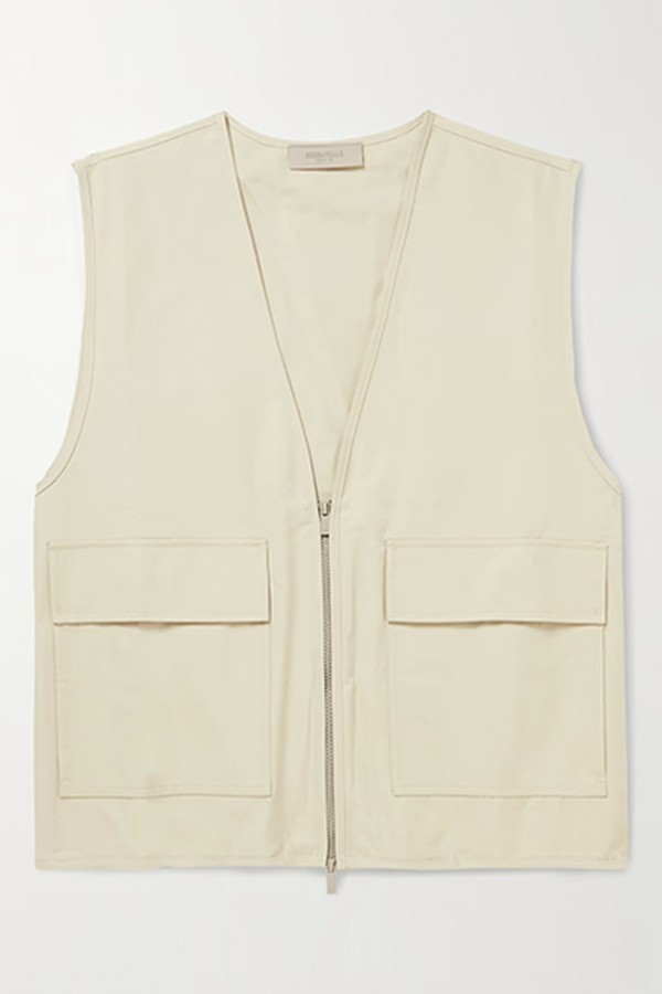 Logo-Appliquéd Cotton-Blend Twill Gilet from Fear Of God Essentials